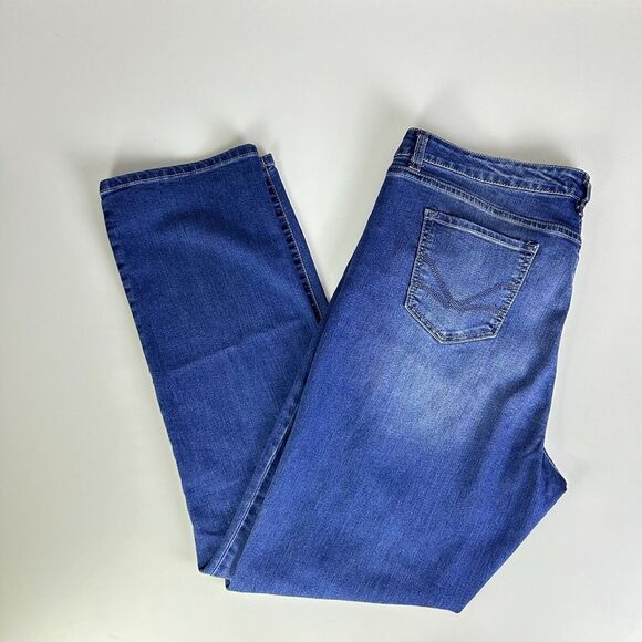 Vintage America Medium Wash Zip Fly Boho Straight Denim Casual Jeans‎ Size 16/33 - Picture 3 of 11